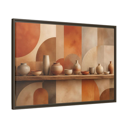 Main Mockup. Abstract Ceramic Pottery Terracotta Pottery shown as stretched canvas wall art