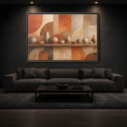 Mockup 3. Abstract Ceramic Pottery Terracotta Pottery shown as stretched canvas wall art