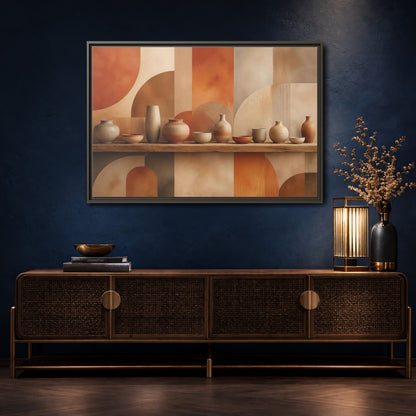 Mockup 4. Abstract Ceramic Pottery Terracotta Pottery shown as stretched canvas wall art