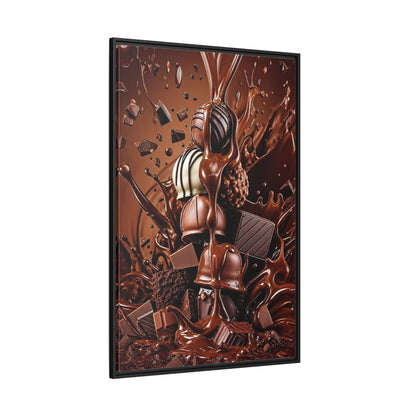 Side Mockup 12. Abstract Chocolates Brown Chocolate shown as stretched canvas wall art