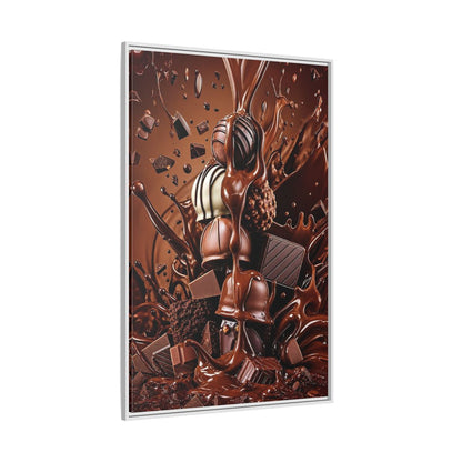 Side Mockup 7. Abstract Chocolates Brown Chocolate shown as stretched canvas wall art