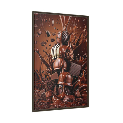 Side Mockup 8. Abstract Chocolates Brown Chocolate shown as stretched canvas wall art