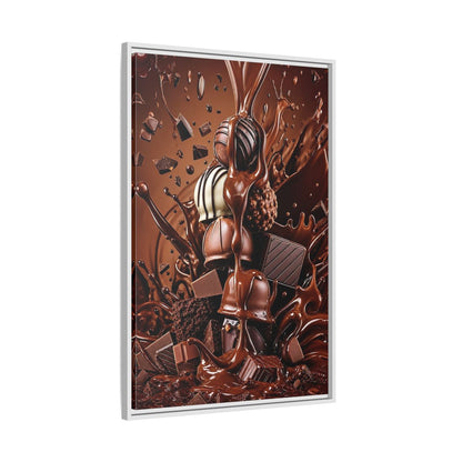 Side Mockup 9. Abstract Chocolates Brown Chocolate shown as stretched canvas wall art