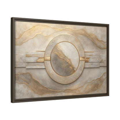 Side Mockup 11. Abstract Abstract Circle Gold And Beige Abstract shown as stretched canvas wall art