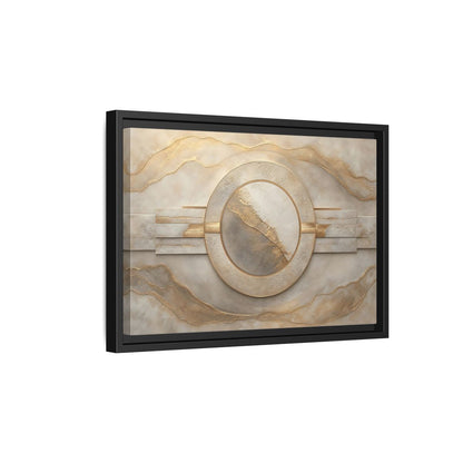 Side Mockup 6. Abstract Abstract Circle Gold And Beige Abstract shown as stretched canvas wall art