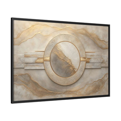 Side Mockup 12. Abstract Abstract Circle Gold And Beige Abstract shown as stretched canvas wall art