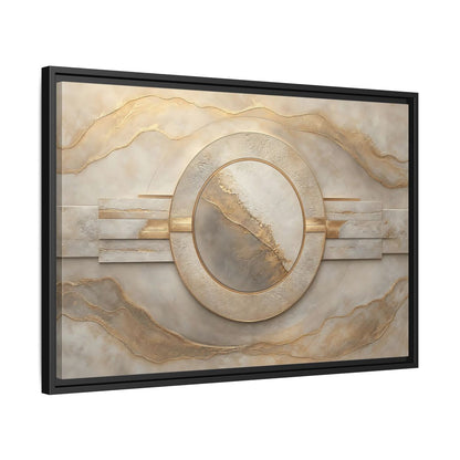 Side Mockup 14. Abstract Abstract Circle Gold And Beige Abstract shown as stretched canvas wall art