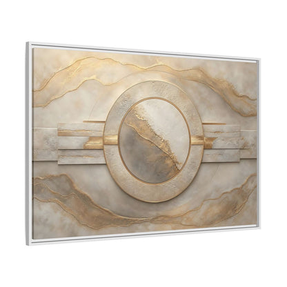 Side Mockup 7. Abstract Abstract Circle Gold And Beige Abstract shown as stretched canvas wall art