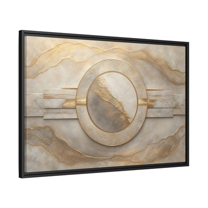 Side Mockup 13. Abstract Abstract Circle Gold And Beige Abstract shown as stretched canvas wall art