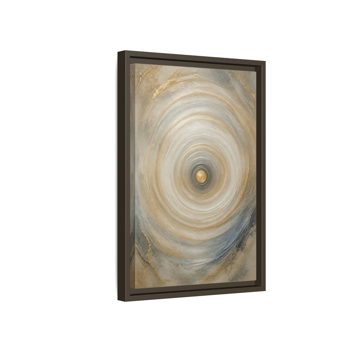 Side Mockup 5. Abstract Abstract Circle Gold Grey Abstract shown as stretched canvas wall art