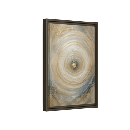 Abstract Circle Gold Grey Framed Canvas Wall Art - Modern Decor for Living Room, Above Fireplace shown as canvas wall art