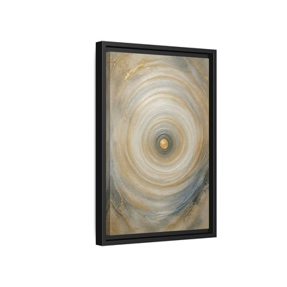Abstract Circle Gold Grey Framed Canvas Wall Art - Modern Decor for Living Room, Above Fireplace shown as canvas wall art