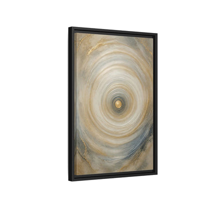Abstract Circle Gold Grey Framed Canvas Wall Art - Modern Decor for Living Room, Above Fireplace shown as canvas wall art