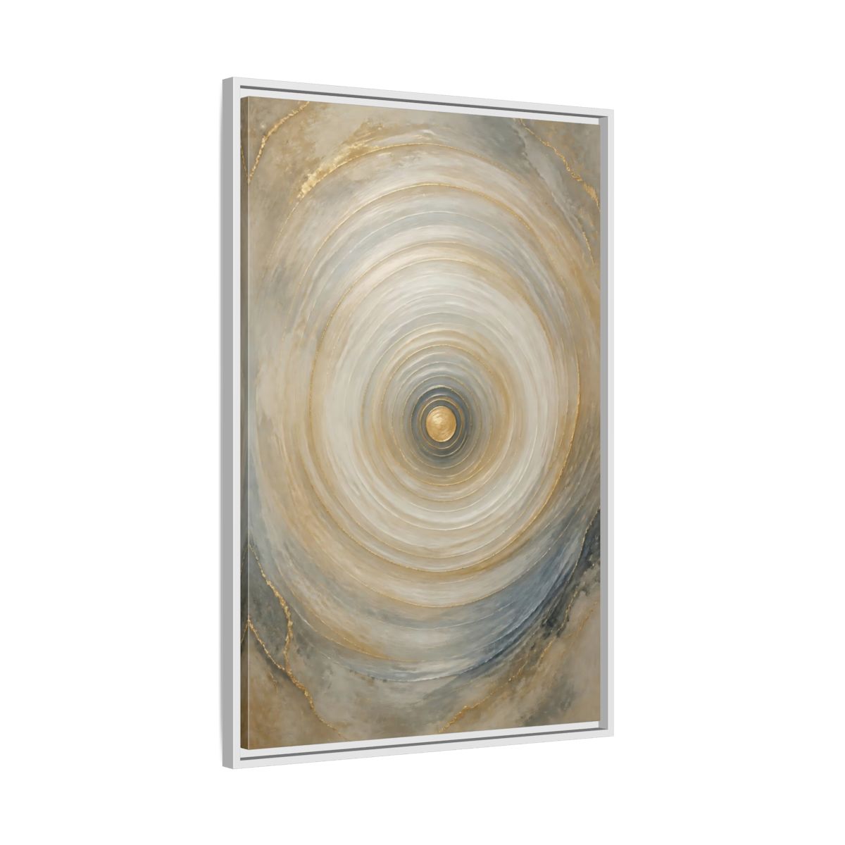 Side Mockup 9. Abstract Abstract Circle Gold Grey Abstract shown as stretched canvas wall art