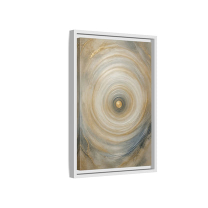 Abstract Circle Gold Grey Framed Canvas Wall Art - Modern Decor for Living Room, Above Fireplace shown as canvas wall art