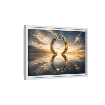 Side Mockup 4. Abstract Abstract Circle Golden Abstract Circle shown as stretched canvas wall art