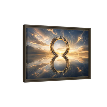 Side Mockup 2. Abstract Abstract Circle Golden Abstract Circle shown as stretched canvas wall art