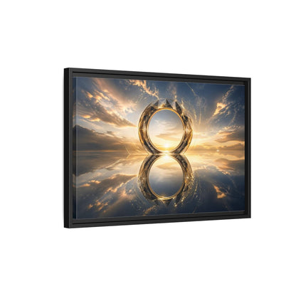 Side Mockup 3. Abstract Abstract Circle Golden Abstract Circle shown as stretched canvas wall art