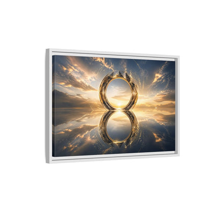 Side Mockup 1. Abstract Abstract Circle Golden Abstract Circle shown as stretched canvas wall art