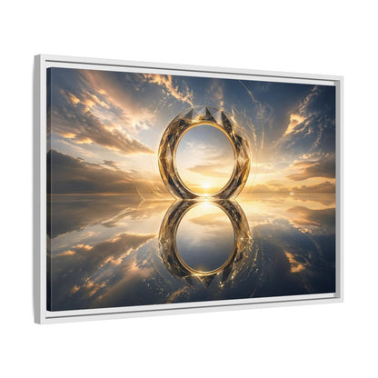 Side Mockup 10. Abstract Abstract Circle Golden Abstract Circle shown as stretched canvas wall art