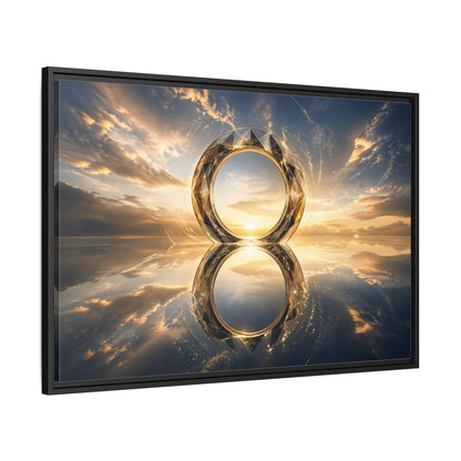 Side Mockup 13. Abstract Abstract Circle Golden Abstract Circle shown as stretched canvas wall art