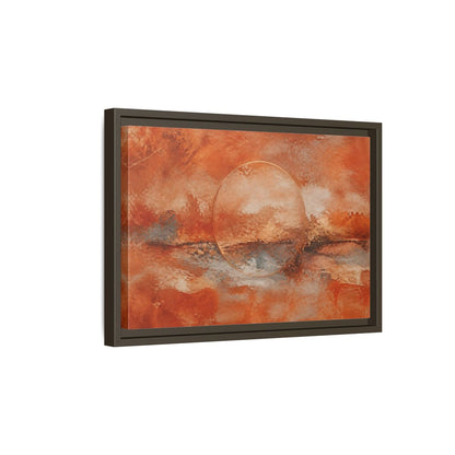 Side Mockup 5. Abstract Abstract Circle Orange And Gold shown as stretched canvas wall art