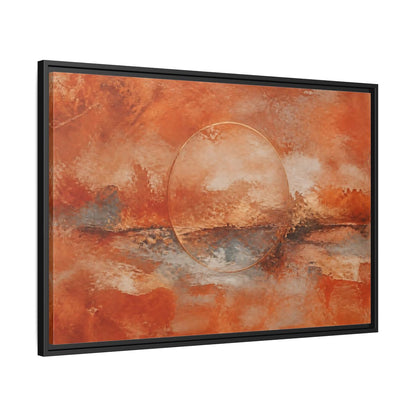 Side Mockup 13. Abstract Abstract Circle Orange And Gold shown as stretched canvas wall art
