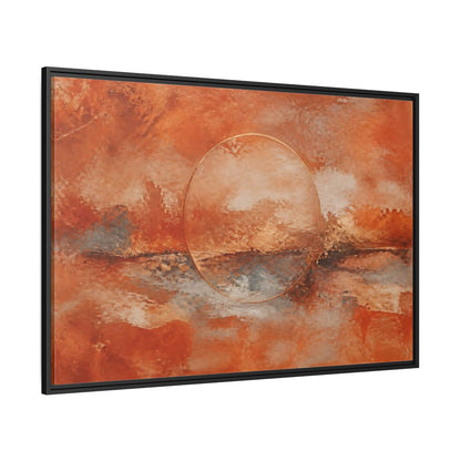 Side Mockup 12. Abstract Abstract Circle Orange And Gold shown as stretched canvas wall art