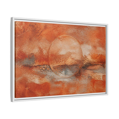 Side Mockup 10. Abstract Abstract Circle Orange And Gold shown as stretched canvas wall art
