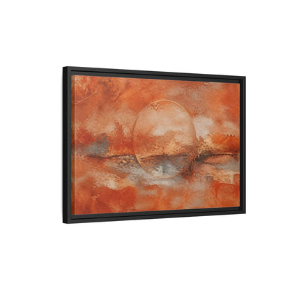 Side Mockup 3. Abstract Abstract Circle Orange And Gold shown as stretched canvas wall art