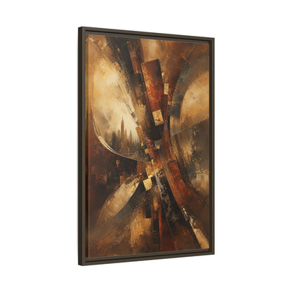 Side Mockup 11. Abstract Cityscape Brown And Gold shown as stretched canvas wall art