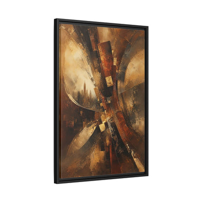 Side Mockup 14. Abstract Cityscape Brown And Gold shown as stretched canvas wall art