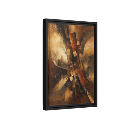 Side Mockup 6. Abstract Cityscape Brown And Gold shown as stretched canvas wall art