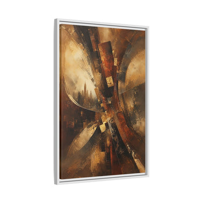 Side Mockup 10. Abstract Cityscape Brown And Gold shown as stretched canvas wall art