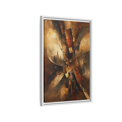 Side Mockup 1. Abstract Cityscape Brown And Gold shown as stretched canvas wall art