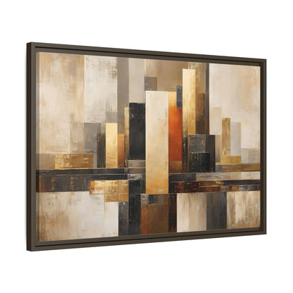 Side Mockup 11. Abstract Abstract Cityscape Gold Abstract Art shown as stretched canvas wall art