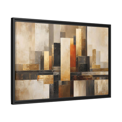 Side Mockup 14. Abstract Abstract Cityscape Gold Abstract Art shown as stretched canvas wall art