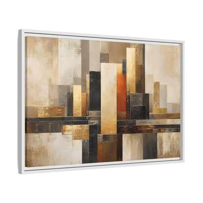 Side Mockup 10. Abstract Abstract Cityscape Gold Abstract Art shown as stretched canvas wall art