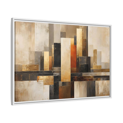 Side Mockup 9. Abstract Abstract Cityscape Gold Abstract Art shown as stretched canvas wall art