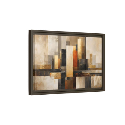 Side Mockup 5. Abstract Abstract Cityscape Gold Abstract Art shown as stretched canvas wall art
