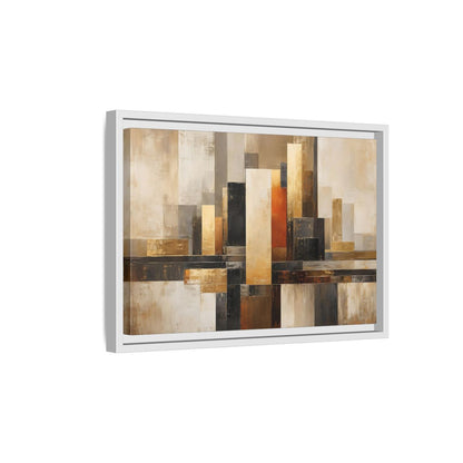 Side Mockup 4. Abstract Abstract Cityscape Gold Abstract Art shown as stretched canvas wall art