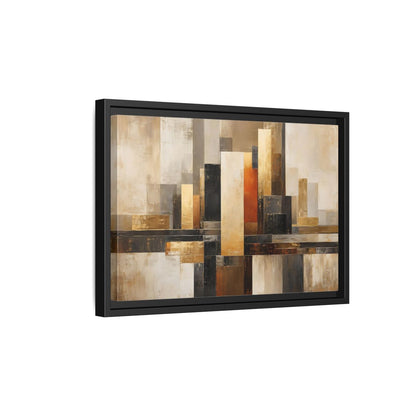 Side Mockup 6. Abstract Abstract Cityscape Gold Abstract Art shown as stretched canvas wall art