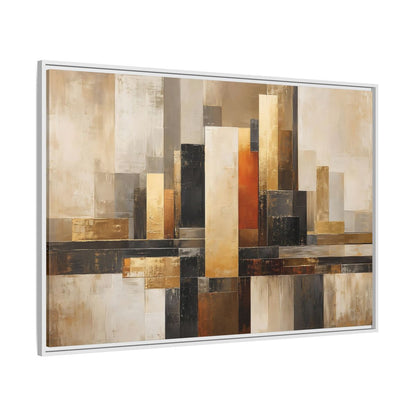 Side Mockup 7. Abstract Abstract Cityscape Gold Abstract Art shown as stretched canvas wall art