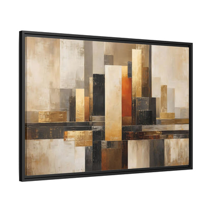 Side Mockup 13. Abstract Abstract Cityscape Gold Abstract Art shown as stretched canvas wall art