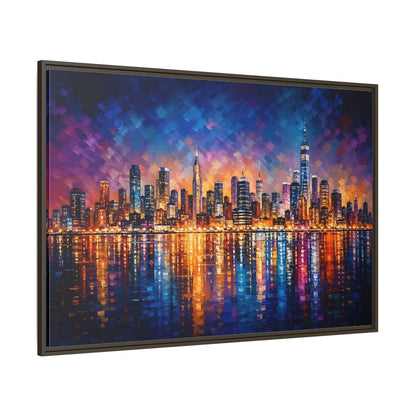 Side Mockup 8. Abstract Cityscape Vibrant Cityscape shown as stretched canvas wall art