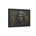 Side Mockup 6. Abstract Classical Bust Black And Gold shown as stretched canvas wall art