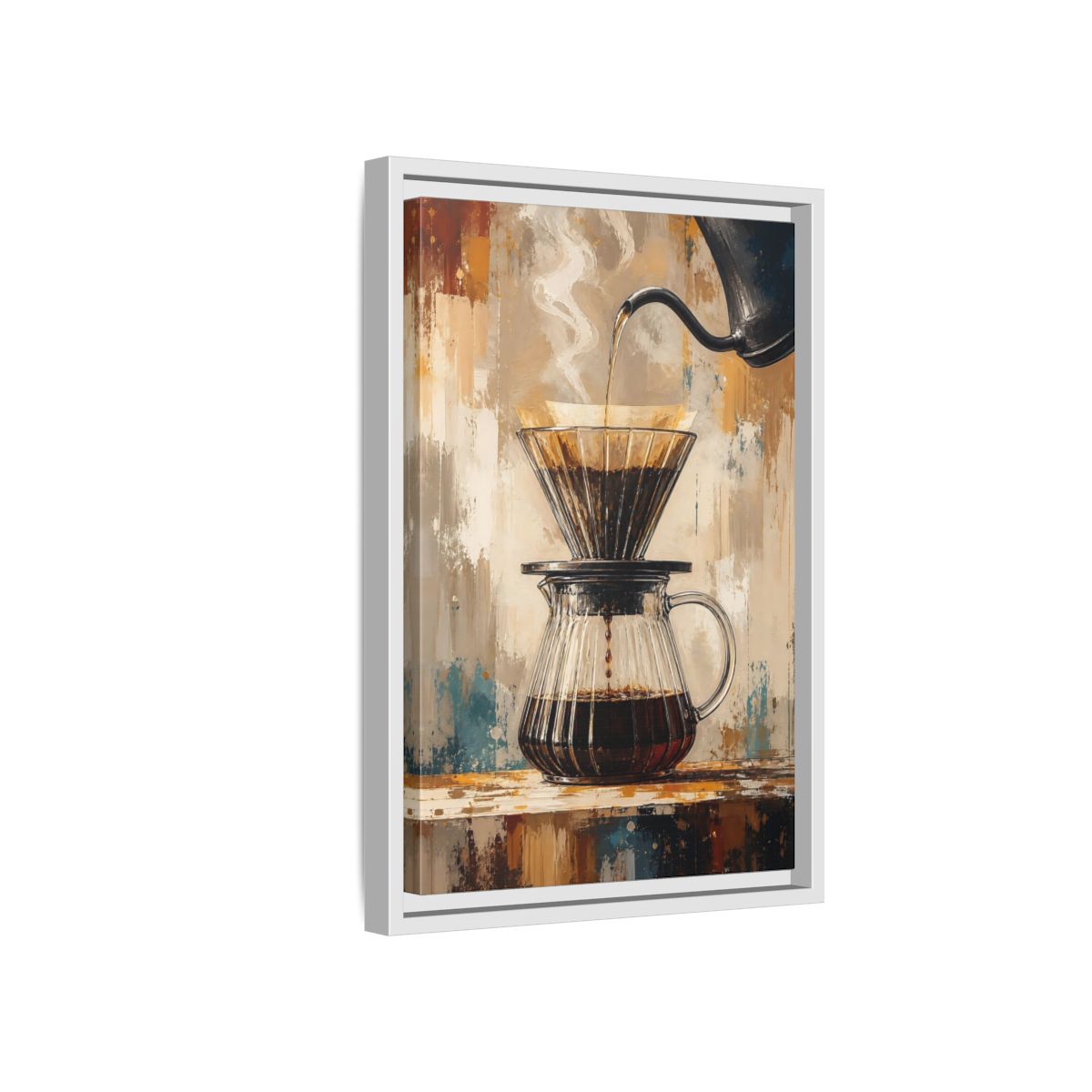Side Mockup 4. Abstract Coffee Brewing Warm Coffee Art shown as framed canvas print