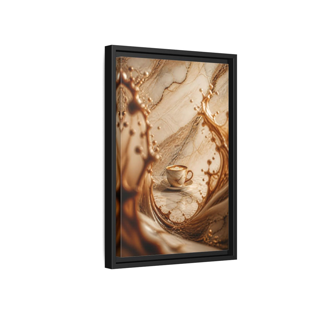 Side Mockup 6. Abstract Coffee Cup Gold Marble Coffee shown as stretched canvas wall art