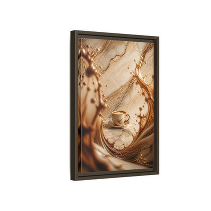 Side Mockup 5. Abstract Coffee Cup Gold Marble Coffee shown as stretched canvas wall art