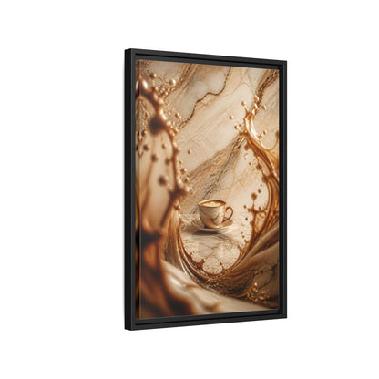 Side Mockup 3. Abstract Coffee Cup Gold Marble Coffee shown as stretched canvas wall art